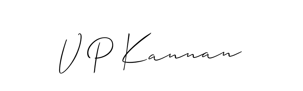 Also we have V P Kannan name is the best signature style. Create professional handwritten signature collection using Allison_Script autograph style. V P Kannan signature style 2 images and pictures png